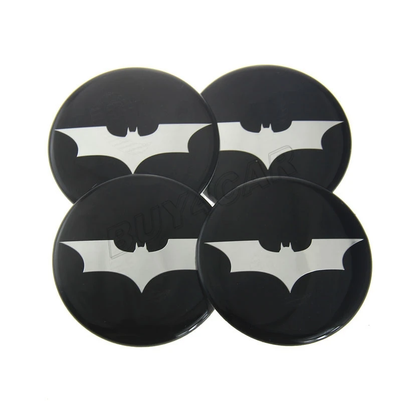 4pcs 60MM Auto Tire Wheel Center Hub Cap Logo Emblem Badge Decal Symbol Car Stickers For Batman The Dark Knight Bat #5241*4