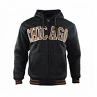 Casual oem printed hoodies thick men zipper black sweatshirts