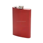 8 oz FLASK Metallic Red Stainless Steel Screw Down Cap Hip Pocket Liquor Alcohol