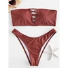 QY3851 Stocking Sexy Women Cross Bandage Bandeau Bikini Strapless Swimwear