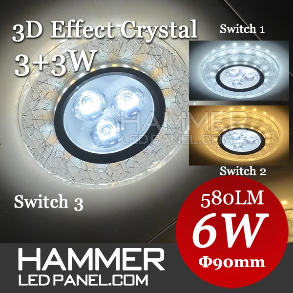 ウィンドウショッピングの新しいデザイン3d効果ledスポットの結晶がカバー正方形の色の変更ライトリングrgbパネルライトスリム埋め込ま-LEDの天井灯問屋・仕入れ・卸・卸売り