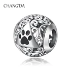 925 Sterling Silver Dog Footprints paw print Necklaces bracelet bead charm