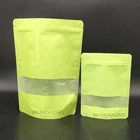 Biodegradable stand up zip lock rice paper bag with window for snack packaging