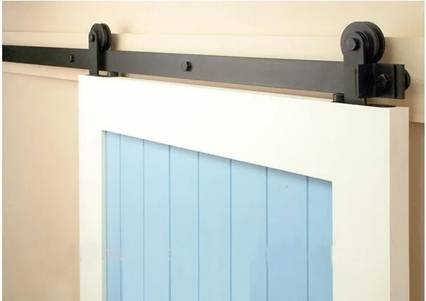 Satin Nickel Brushed Stainless Steel Sus304 Modern Barn Wood Sliding Door Hardware Track Kit for Master Bathroom Double Door