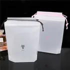 Hdpe clear plastic small custom cotton gift drawstring pouch bags with Logo print