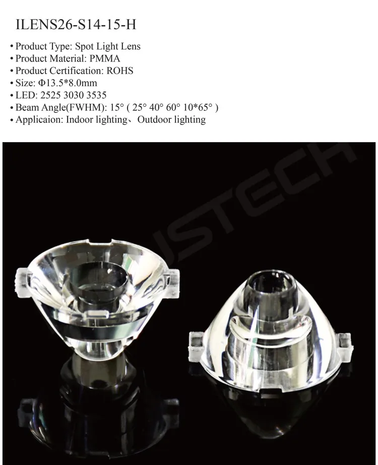 Ilenstech Led fresnel spotlight narrow pmma led lens / oem led optical lens manufacture