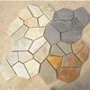 Flagstone with mesh backing floor paving in rusty, green, black, grey, red color