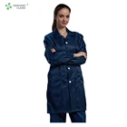 Autoclavable cleanroom antistatic turn-down collar lint free surgical sterile lab gown esd stripe smock uniform work clothes