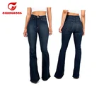 OEM Customize Brand High Waist Bell-Bottom Fit Women Jeans Cheap Flared Jeans Pants