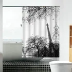 QJMAX High Quality 180*180 Black Tree Cash Sale Mould Proof Shower Curtain 3D
