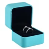 high quality blue leather black velvet double single custom luxury wedding ring box