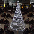 Factory wholesale large slim artificial yellow christmas tree xmas tree for hotel mall decoration