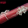 Sparkle Silver Plated Rhinestone Beaded Flower Napkin Ring Buckle Holder For Wedding Table Decorating