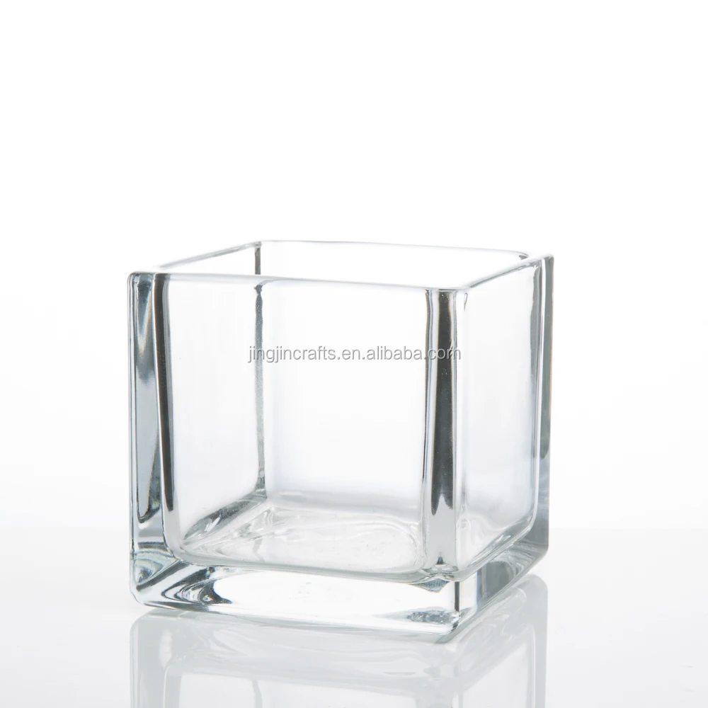 Square Glass Vase Transparent Clear Glass Vase For Home Decor