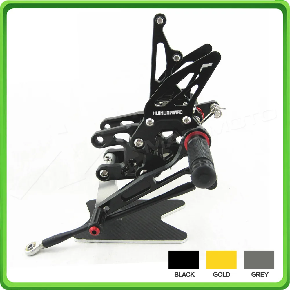 CNC Adjustable Rearsets Rear set sets Foot Rest Pegs Pedal For KAWASAKI NINJA ZX10R ZX 10R ZX-10R 2004 - 2005 Black (15)