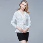2019China Hot Sale Summer long Sleeve Flower Printed top Women Daily Wear Satin Blouse
