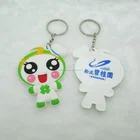 Customized printing 3D soft pvc rubber key chain key ring with logo or QR code