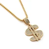 Fashionable charm jewelry gold inlay crystal dollar sign necklace pendant