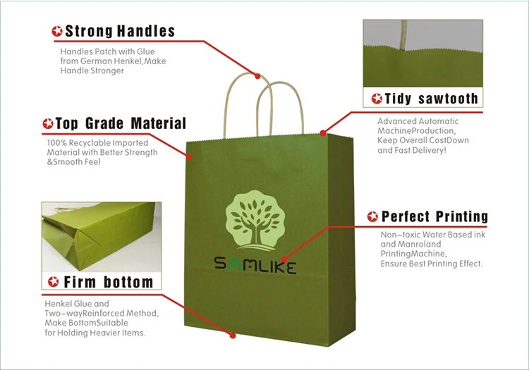 craft kraft paper carry bag custom gift logo printed shopping