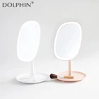 ピンク Led 照明バニティミラーとスタンド、ポータブルアジャスタブル Led ミラー、タッチスクリーンスイッチ