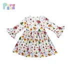 Hot Sell OEM Cartoon Printed Ruffle Toddler Kids Girls Boutique Christmas Dresses For Children