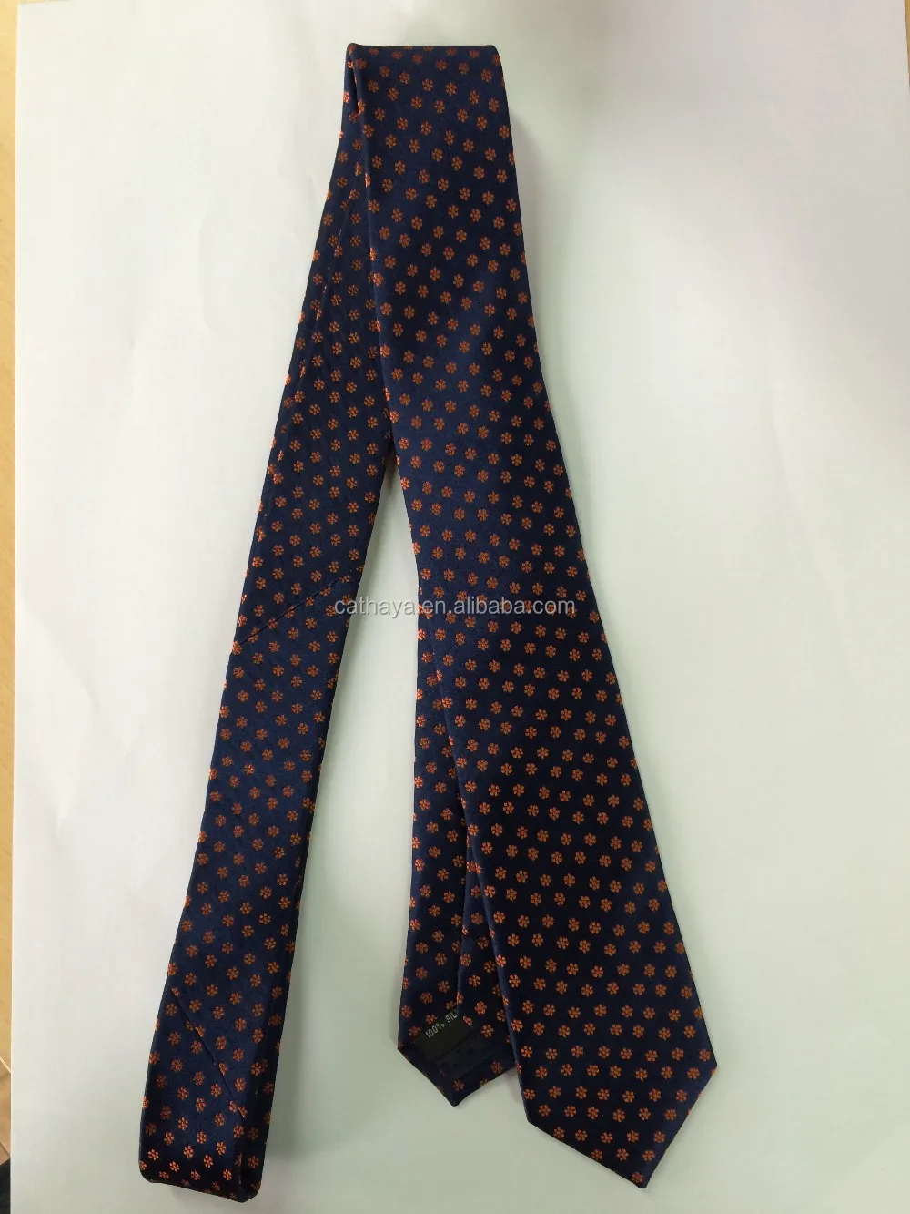 mens yellow/navy 100% silk tie with flower design