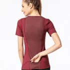 Custom Mesh Short Sleeve Quick Dry Women Gym tshirt with Back Pocket
