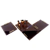 shiny bronzed plexiglass tea tray trimmed rectangular acrylic serving tray with brass handles perspex drink glass holder
