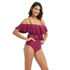 Sexy swimwear Open One Piece shiny Red color beach wear suit Bikini For Mature sexy Women