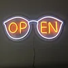 White led glasses frame neon sign light indoor yellow color led open neon sign for shop advertising