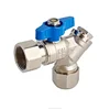 Angle type boiler ball valve with filter BRASS HPB57-3 CW617N blue handle red handle