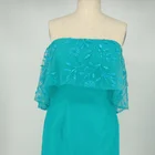 2019 Elegant aqua ruffle sleeve off the shoulder women ladies evening dress