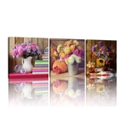 Colorful Flowers in Vase Art Print Canvas Wall Picture Painting
