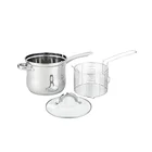 Newest stainless steel kitchen cookware deep fryer pot chip pan with fry basket