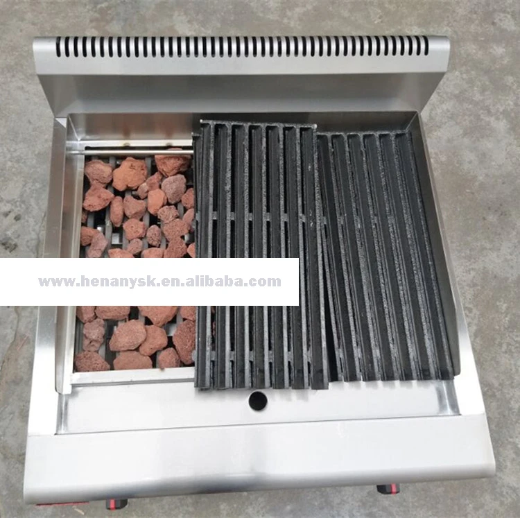Stainless Steel Counter Top Gas Lava Rock Grill