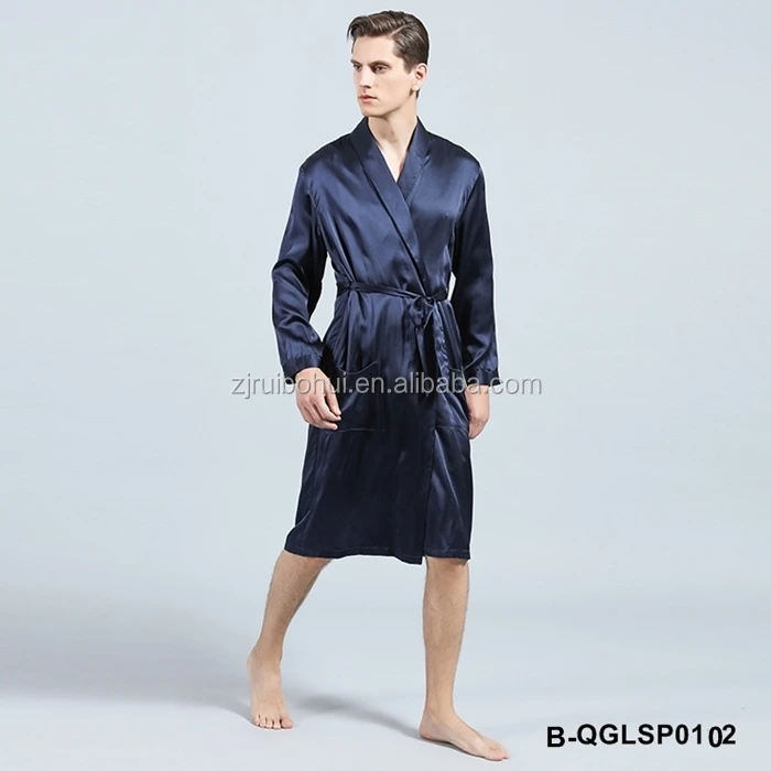 mens pure silk dressing gown