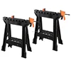 Plastic Workbench Clamping Sawhorse Pair Work Jobsite Table Saw Horse Tool Black