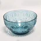 Cheap reusable plastic antique embossed transparent crystal glass fruit acrylic salad bowl
