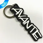 High quality thick durable PVC key ring , metal chain and ring 2D letters rubber keychain