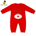 Christmas Deer Newborn Infant Clothing Plain Red Knitted Cotton Long Sleeve Fall Winter Baby Blank Romper Onesie Bodysuit