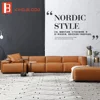 Italian latest designs l shaped sectional feather Nappa leather sofa set