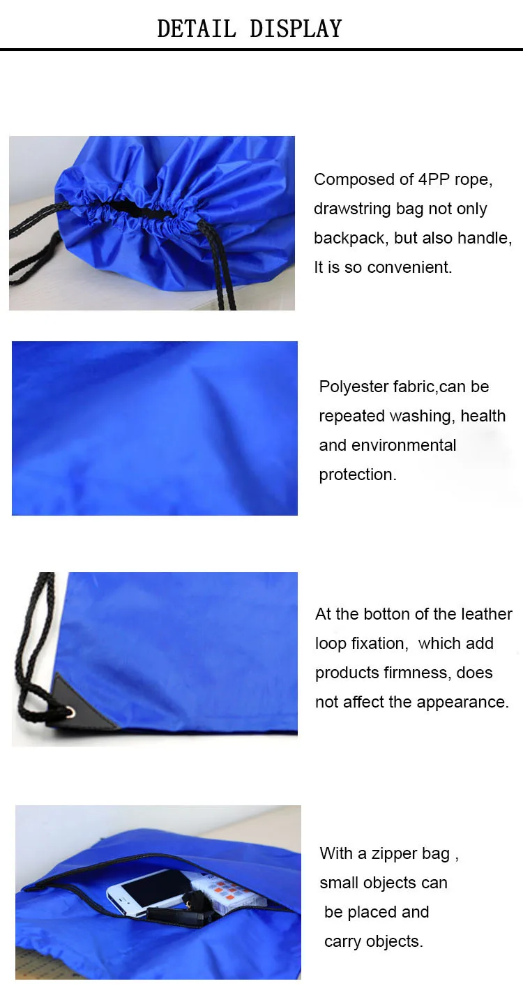 hot sell polyester drawstring bag promotional logo printed