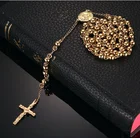 Various colors beaded rosary Jesus Christian cross religious pendant necklace jewelry