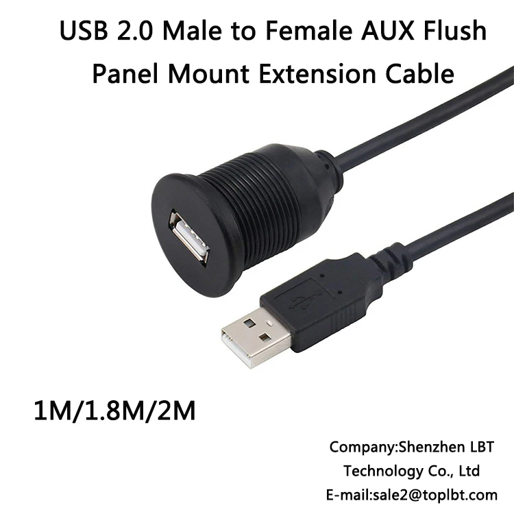 LBT 2018 USB 2.0 Male to Female AUX Flush Panel Mount Extension Cable for Car Truck Boat Motorcycle Dashboard, (Round Head)6ft - ANKUX.COM