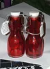 Red Mini Jar Lot with glass lid & wire bail