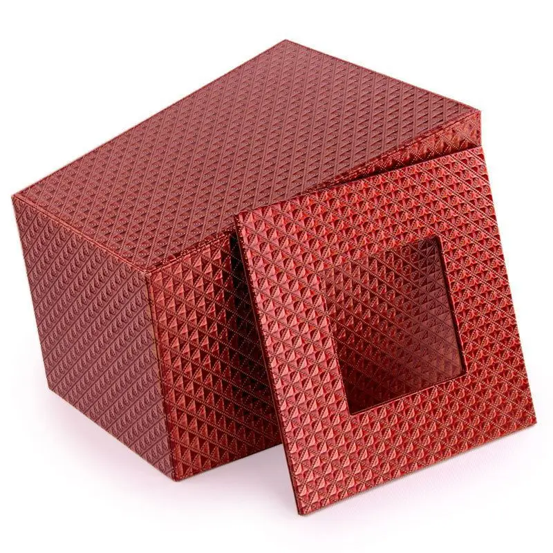 Leather red trash can (PU)