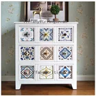 Vintage Industrial Drawer Chest 3 layers Storage Furniture white Distress Antique Cabinet