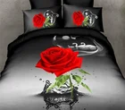 3D printed Rose big flower 100% polyester peach skin disperse printed bedding sheet fabric for home textile/duvet cover set