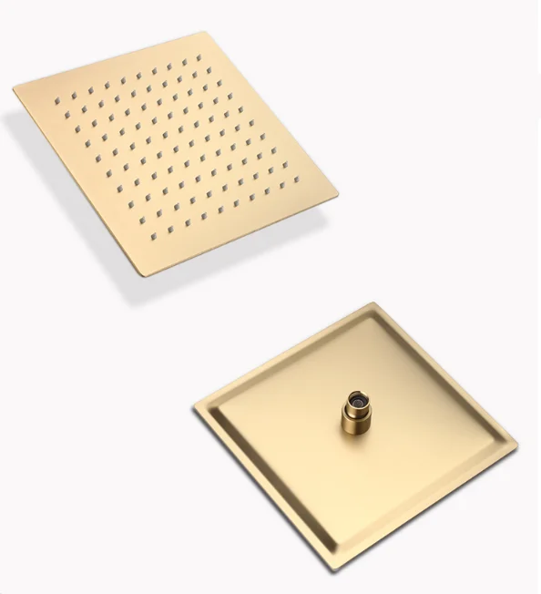 Brushed Gold Rainfall Shower Head Concealed Valve Handheld Spray Mixer Shower Set with body jets