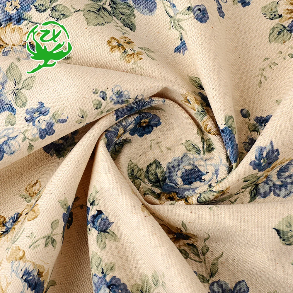Venta caliente de encargo fabricante al por mayor impreso floral francés orgánico 100% tejido de lino vestido